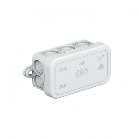 Junction box A 6 69x32x30 | 10 | IP55 | 6 entries for cable diameter 5‒14 mm 4 entries for cable diameter 5‒9 mm | Light grey; RAL 7035